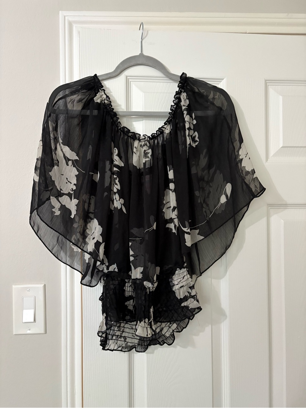 Ultra Pink Sheer Floral Chiffon Tunic Small Y2K Whimsigoth Fairycore Boho